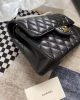 Chanel Classic Flap Handbag Grained Calfskin & Gold Metal