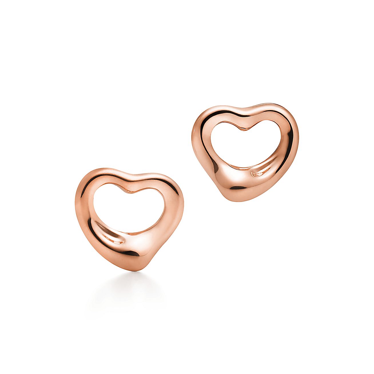 Tiffany & Co. Elsa Peretti Open Heart Stud Earrings in Rose Gold, 11 mm