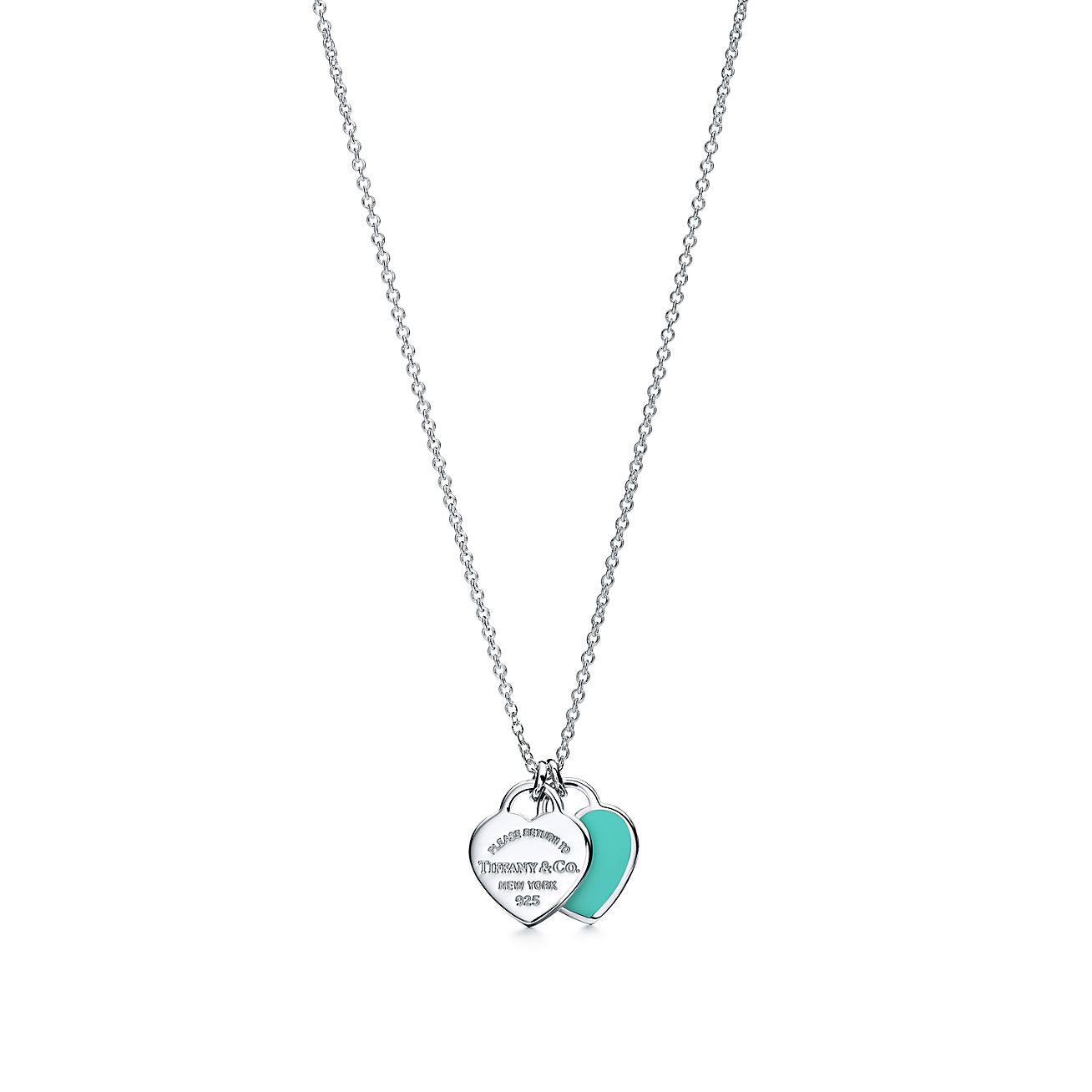 Tiffany & Co. Return to   Blue Double Heart Tag Pendant in Silver, Mini