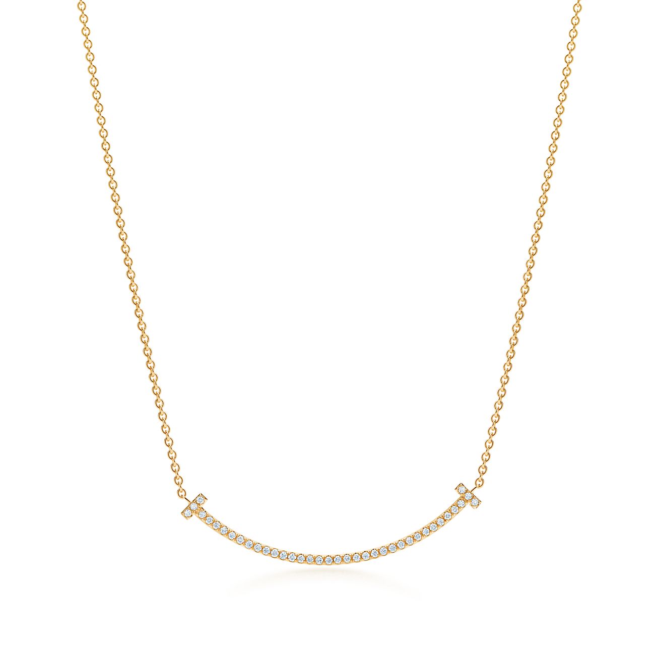 Tiffany & Co. T Smile Pendant in Yellow Gold with Diamonds, Small