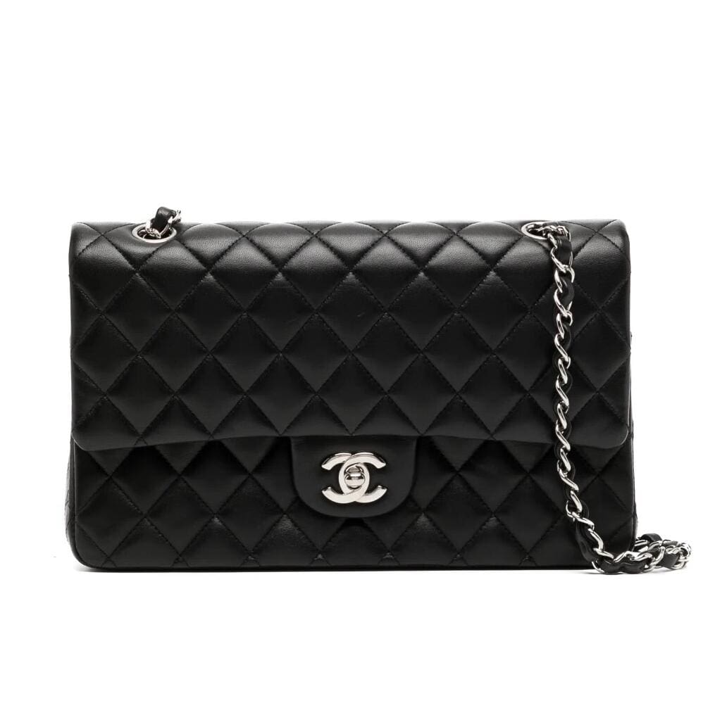 Chanel Classic Handbag Lambskin & Silver Metal A01112