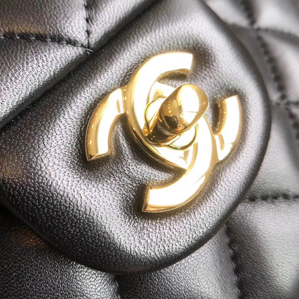 Chanel Small Classic Handbag Lambskin & Gold Metal A01113
