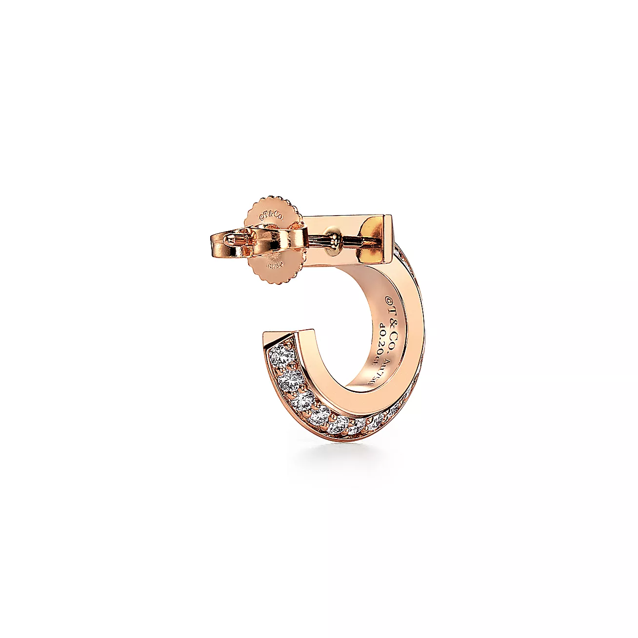 Tiffany & Co. T T1 Hoop Earrings in Rose Gold with Diamonds