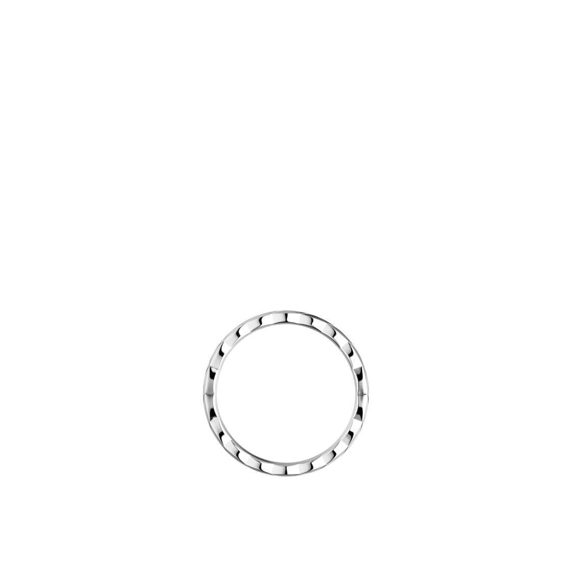 COCO CRUSH RING Quilted motif, mini version, Stainless steel and gold plating white gold