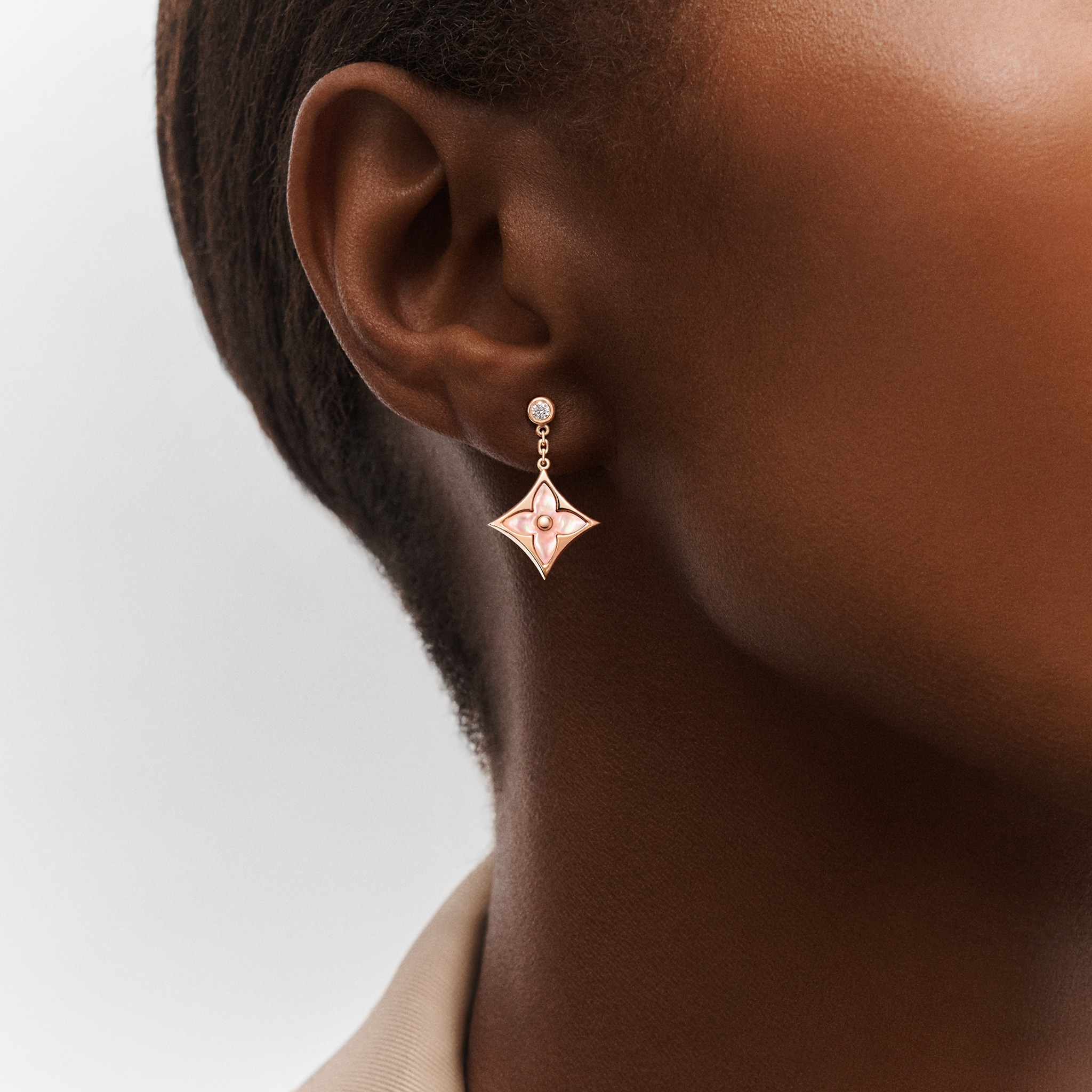 Louis Vuitton Color Blossom BB Star Ear Studs, Pink gold, pink Mother of pearl and diamonds