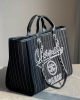 CHANEL Deauville 2wayTote Bag Black A66941 Cotton Leather