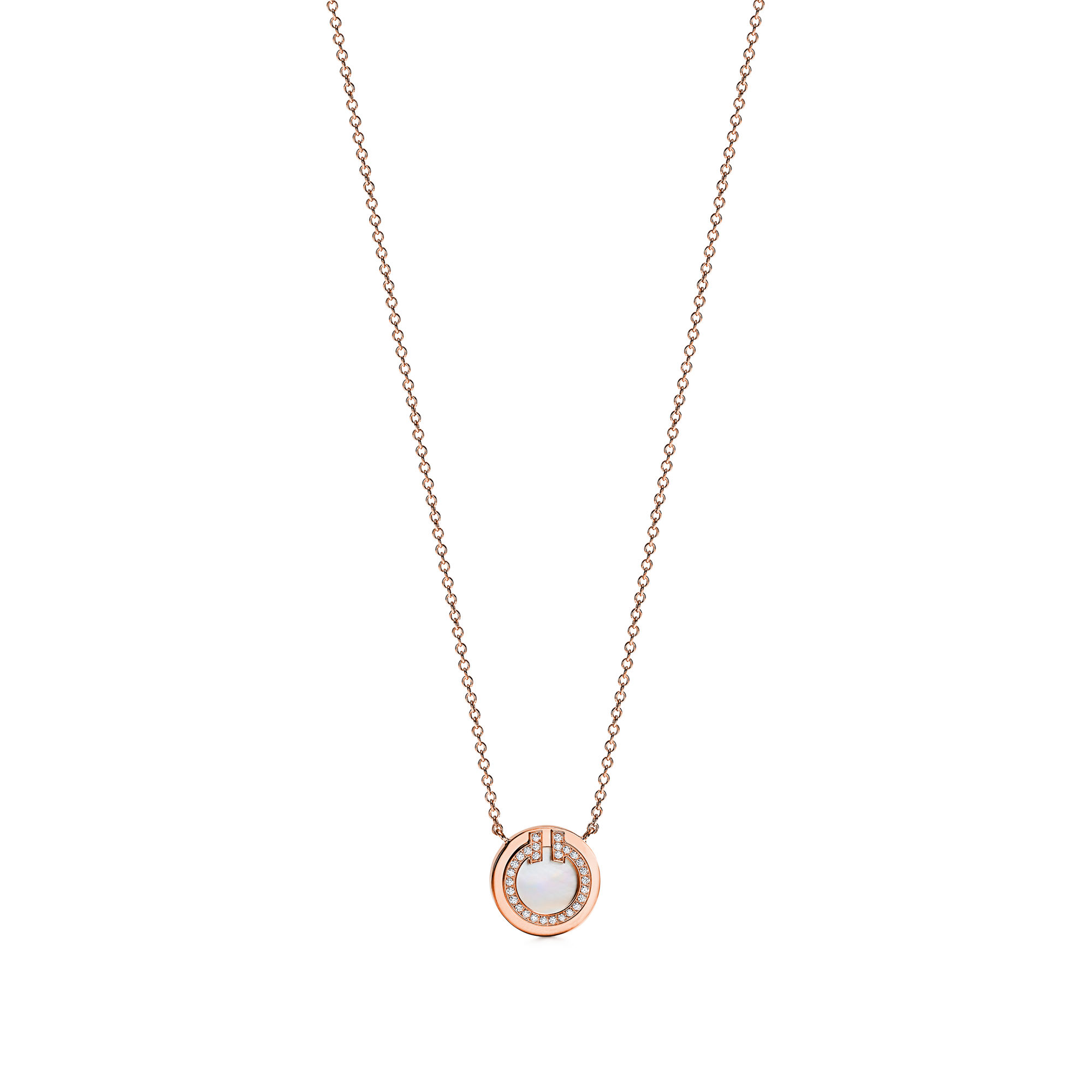 Tiffany & Co. T Diamond and Mother-of-pearl Circle Pendant in Rose Gold