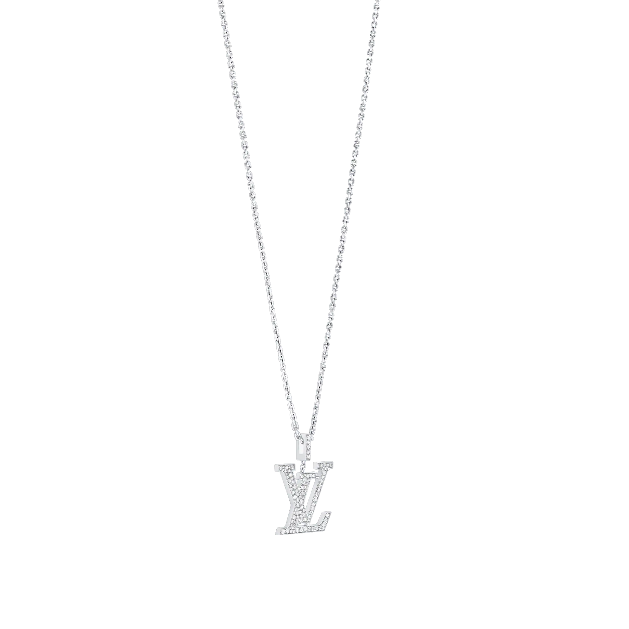Louis Vuitton Large Pendant, White Gold And Diamonds