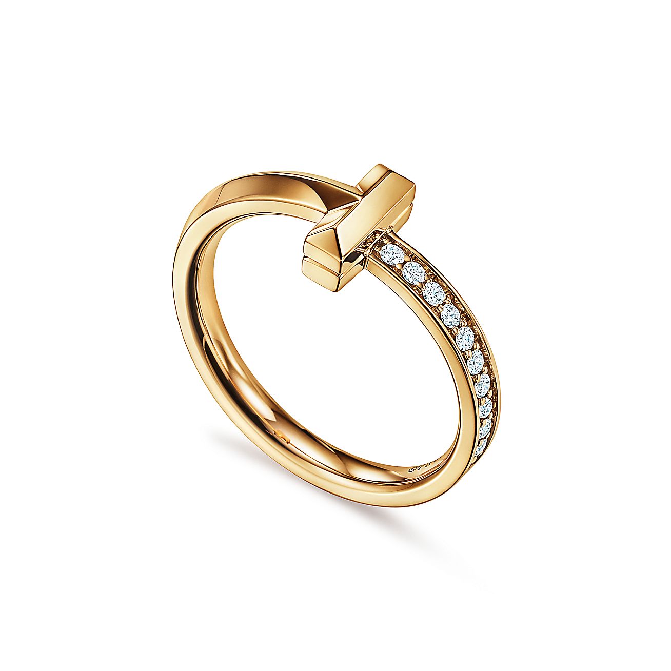 Tiffany & Co. T T1 Ring in Yellow Gold with Diamonds, 2.5 mm Wide