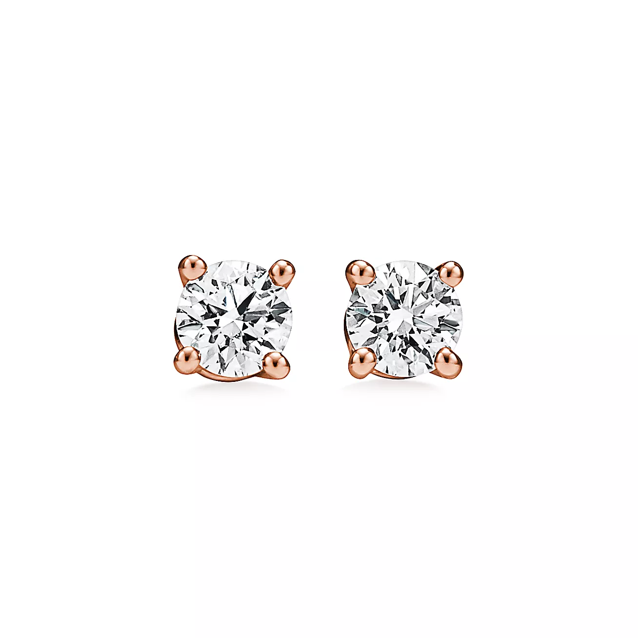 Tiffany & Co. Solitaire Diamond Stud Earrings in Rose Gold