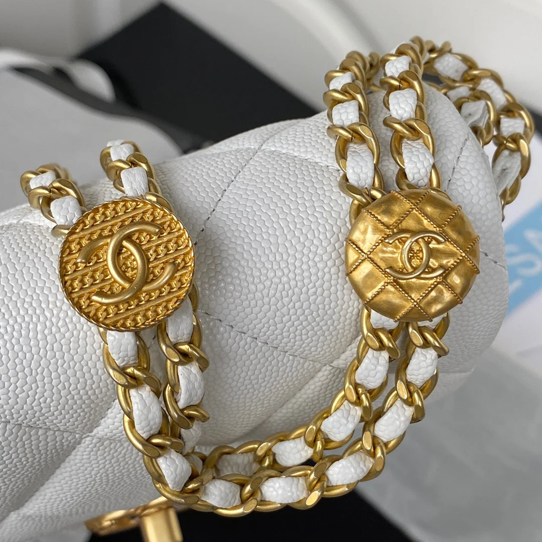 Chanel Mini Flap Bag With Top Handle Gold Hardware White For Women, Women’s Handbags, Shoulder Bags 7.9in/20cm AS2431