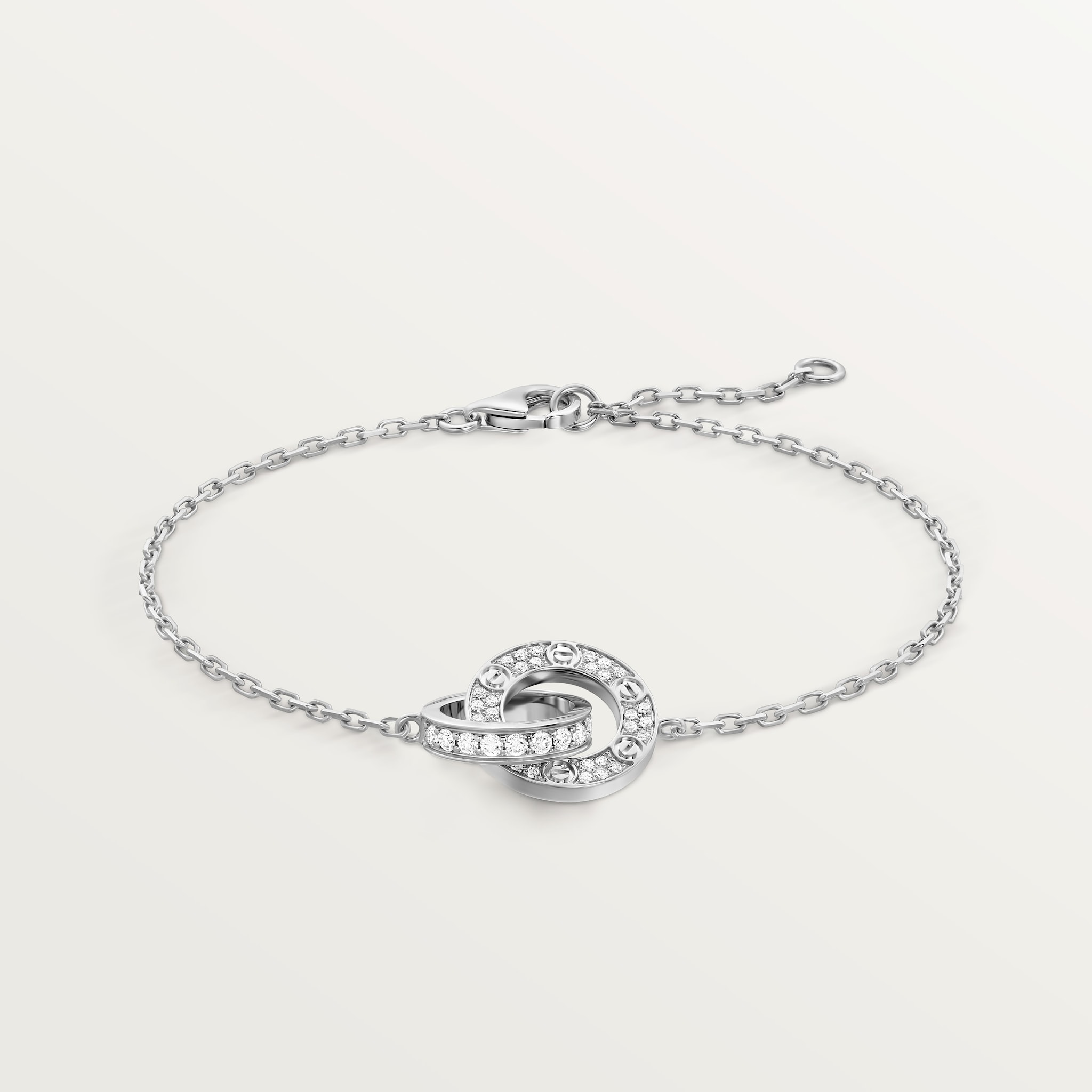 LOVE BRACELET, ON CHAIN, PAVED