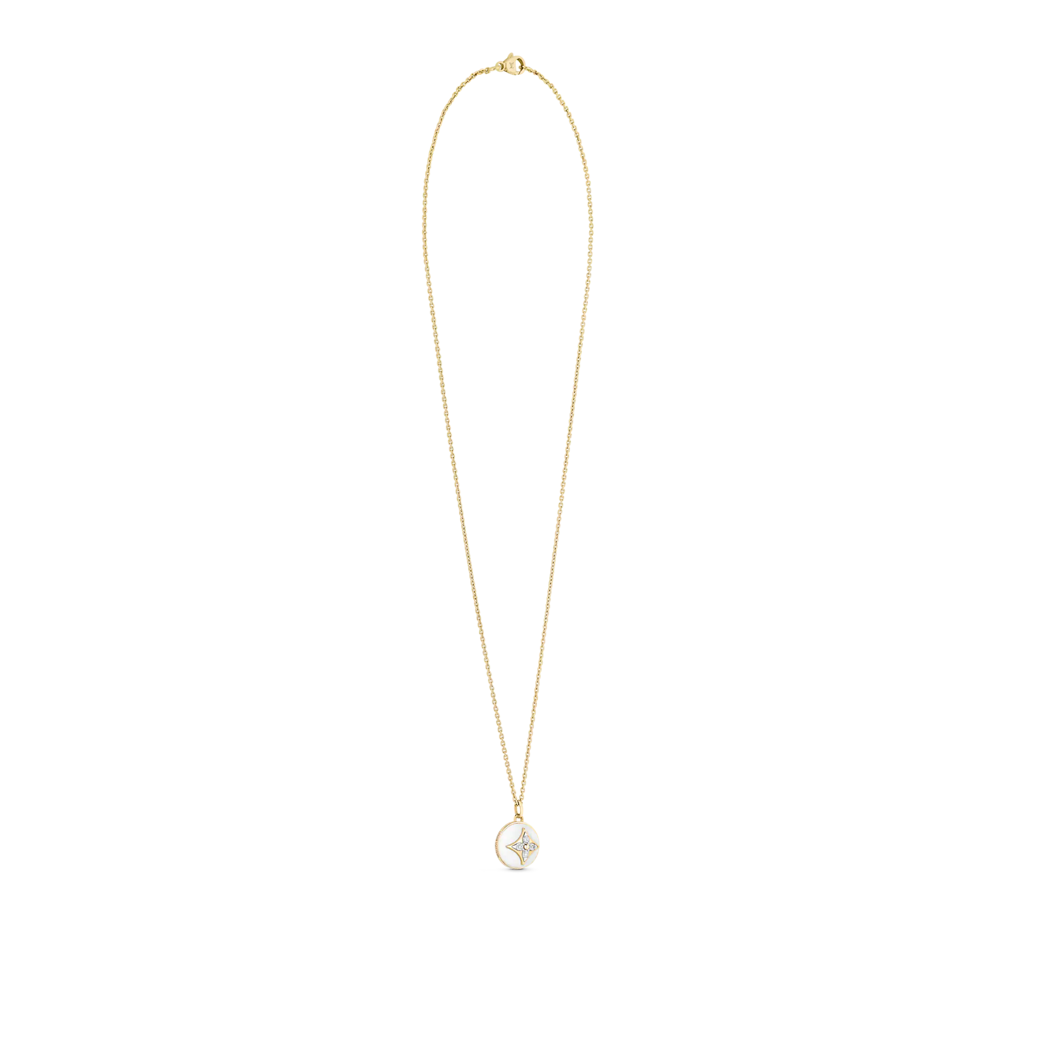 Louis Vuitton B Blossom Pendant, Yellow Gold, White Gold, White Agate And Diamonds