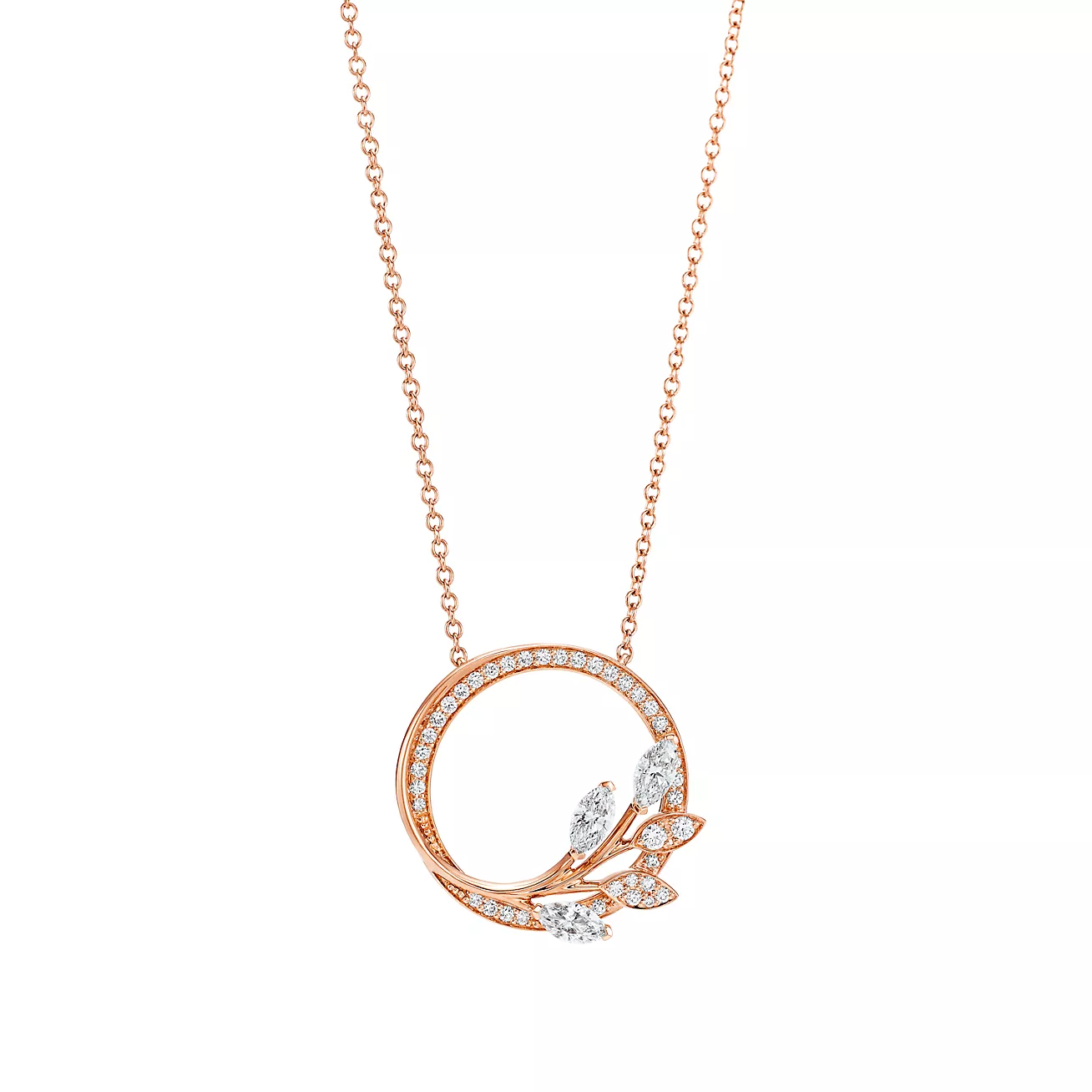 Tiffany & Co. Victoria Diamond Vine Circle Pendant in Stainless steel and gold plating Rose Gold