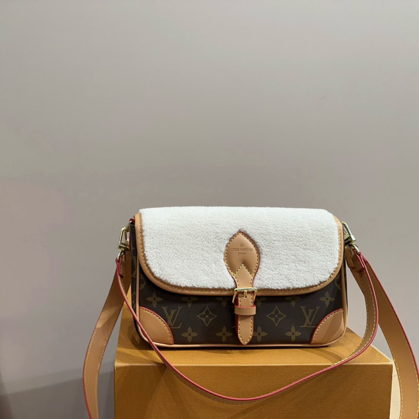 Canvas Shearling Cozygram Diane Shoulder Bag