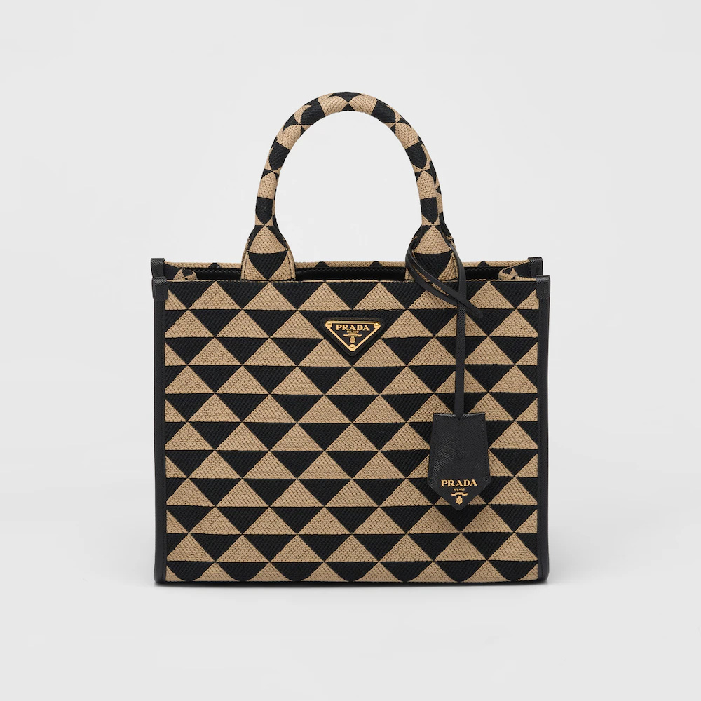 Small  Symbole embroidered fabric handbag