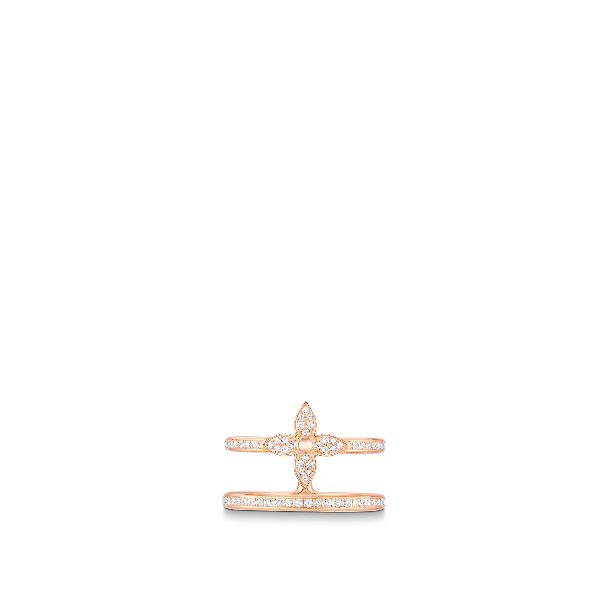 Louis Vuitton Idylle Blossom Two-Row Ring, Pink Gold And Diamonds