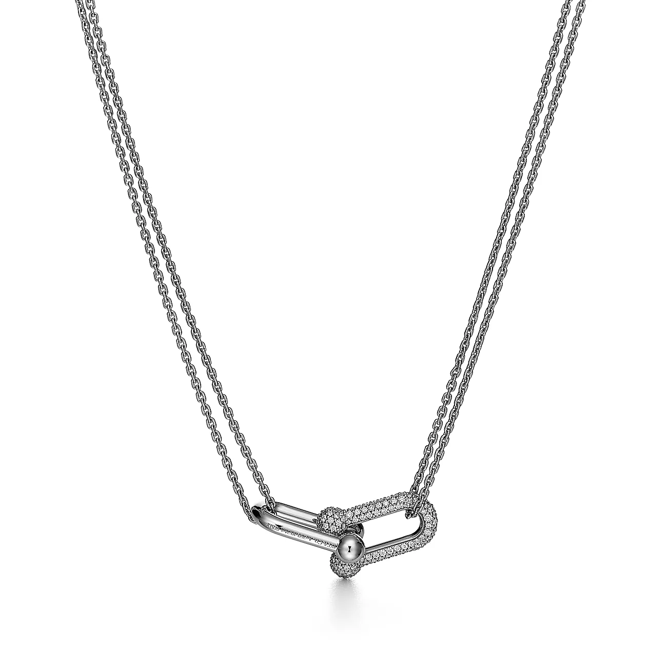 Tiffany & Co. HardWear Link Pendant in White Gold with Pave Diamonds