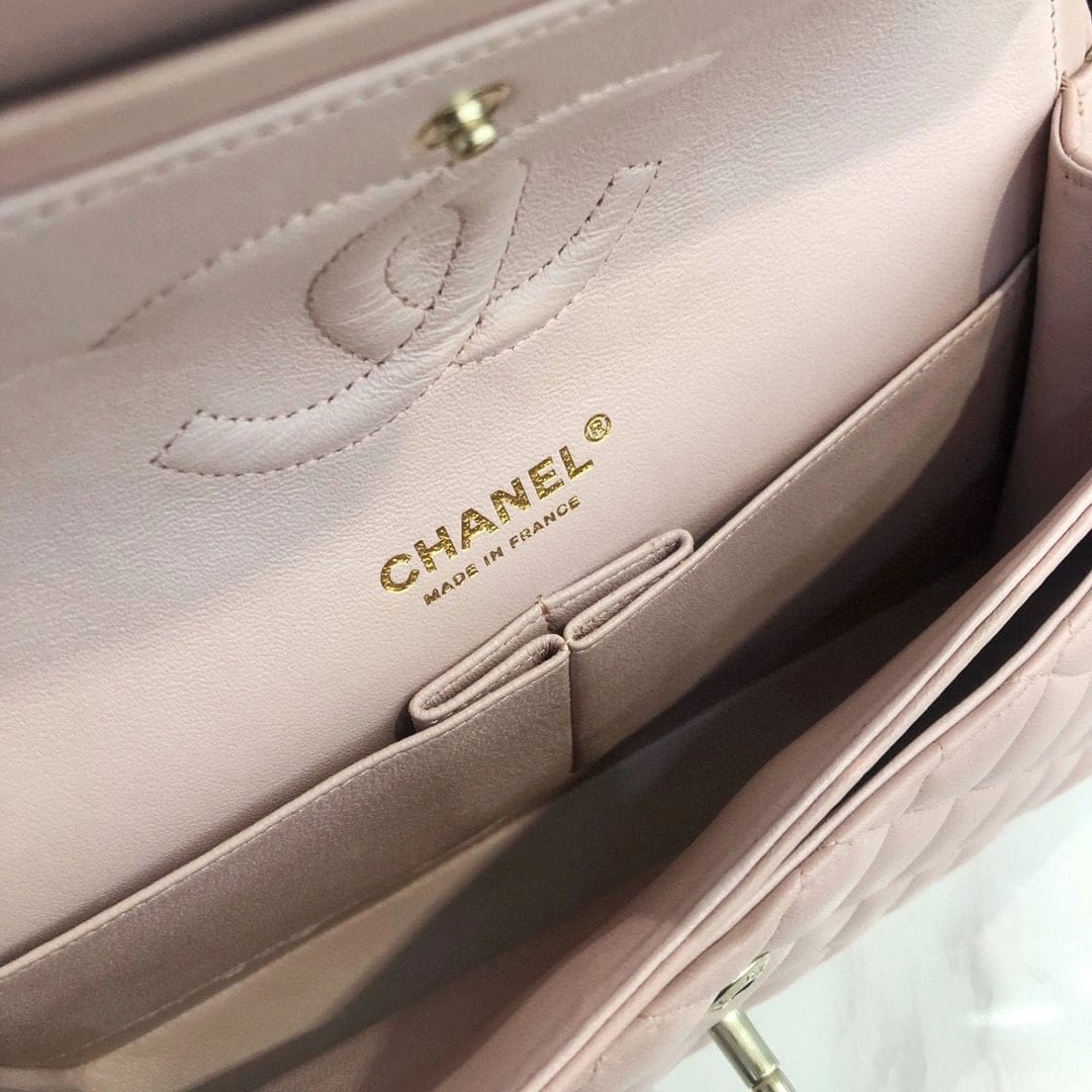 Chanel Medium Classic Double Flap Light Pink Caviar Light Gold Hardware