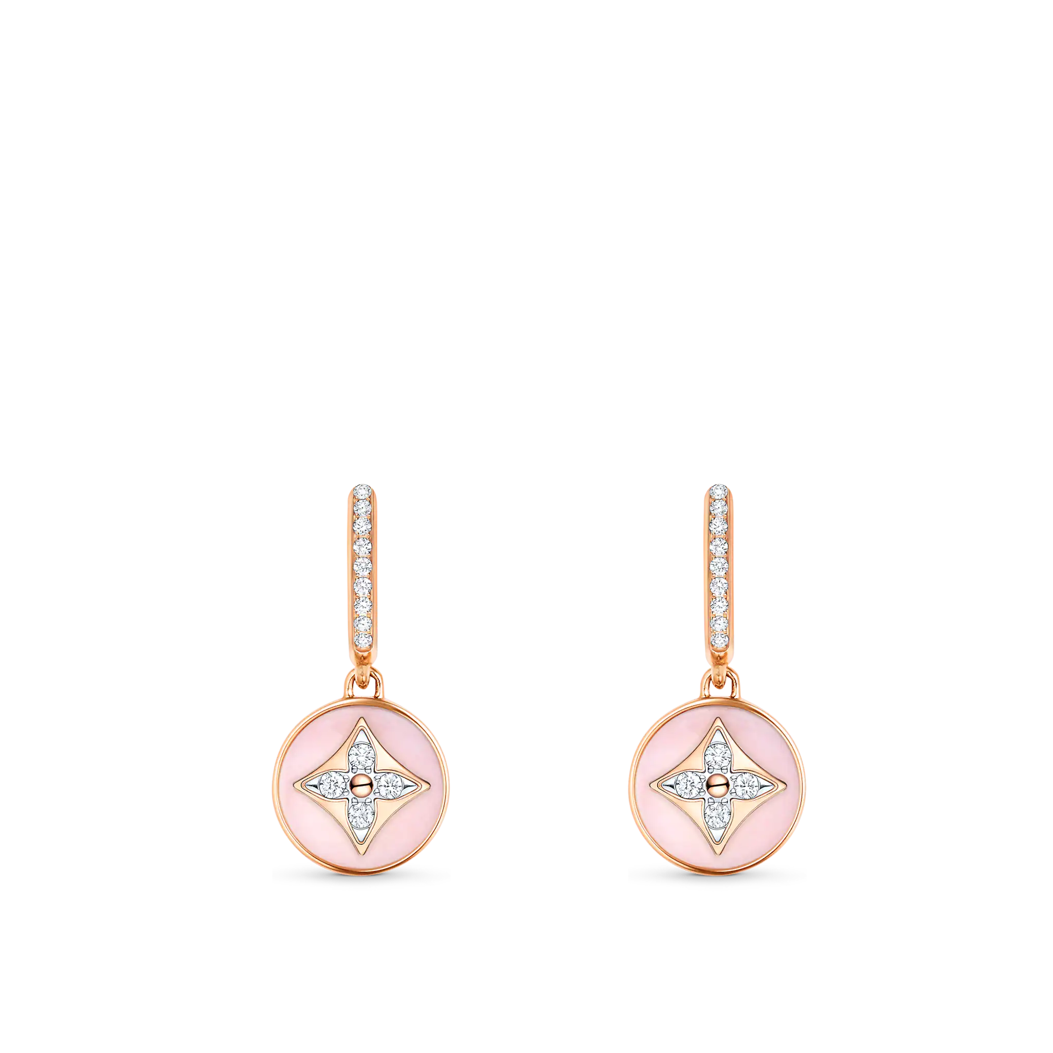 Louis Vuitton B Blossom Earrings, Pink Gold, White Gold, Pink Opal And Diamonds