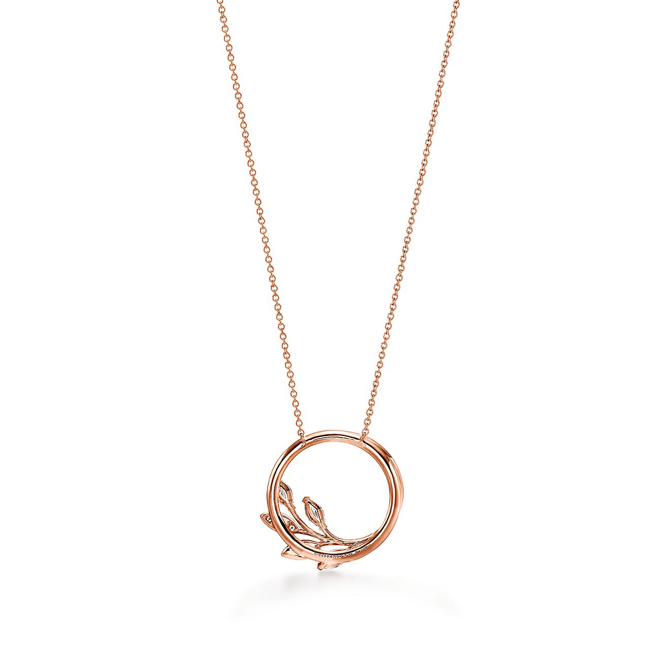 Tiffany & Co. Victoria Diamond Vine Circle Pendant in Stainless steel and gold plating Rose Gold