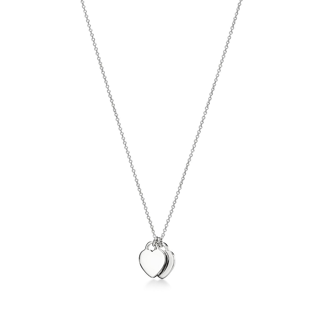 Tiffany & Co. Return to  Red Double Heart Tag Pendant in Silver with a Diamond