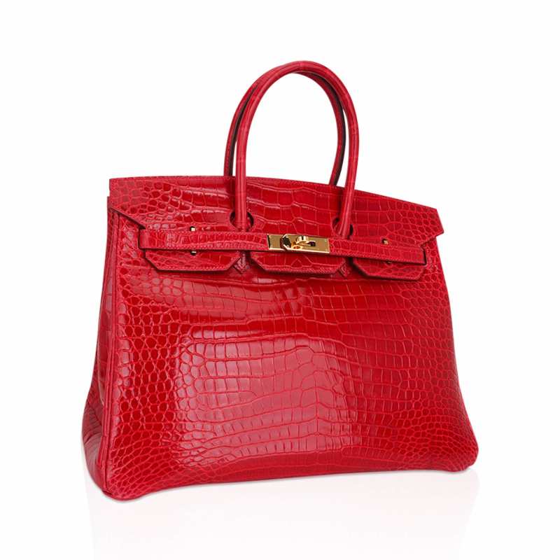 Birkin 35 Bag Braise Porosus Crocodile with Gold Hardware