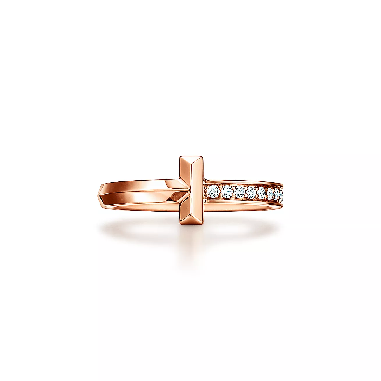 Tiffany & Co. T T1 Ring in Rose Gold with Diamonds, 2.5 mm