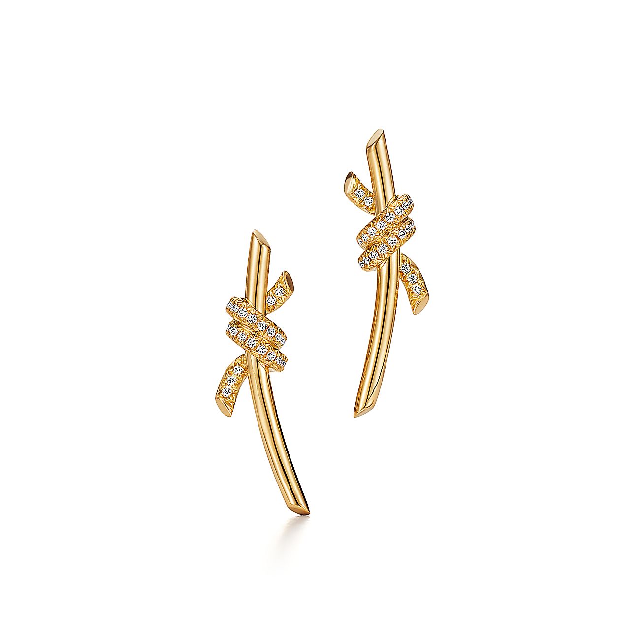 Tiffany & Co. Knot Earrings in Yellow Gold with Diamonds