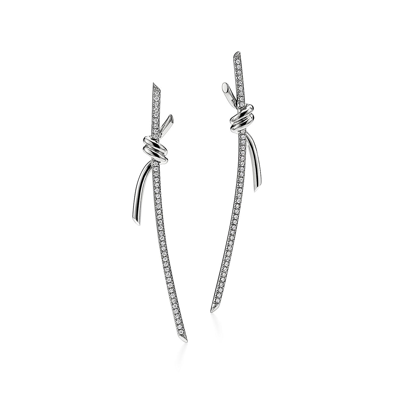 Tiffany & Co. Knot Drop Earrings in White Gold with Diamonds
