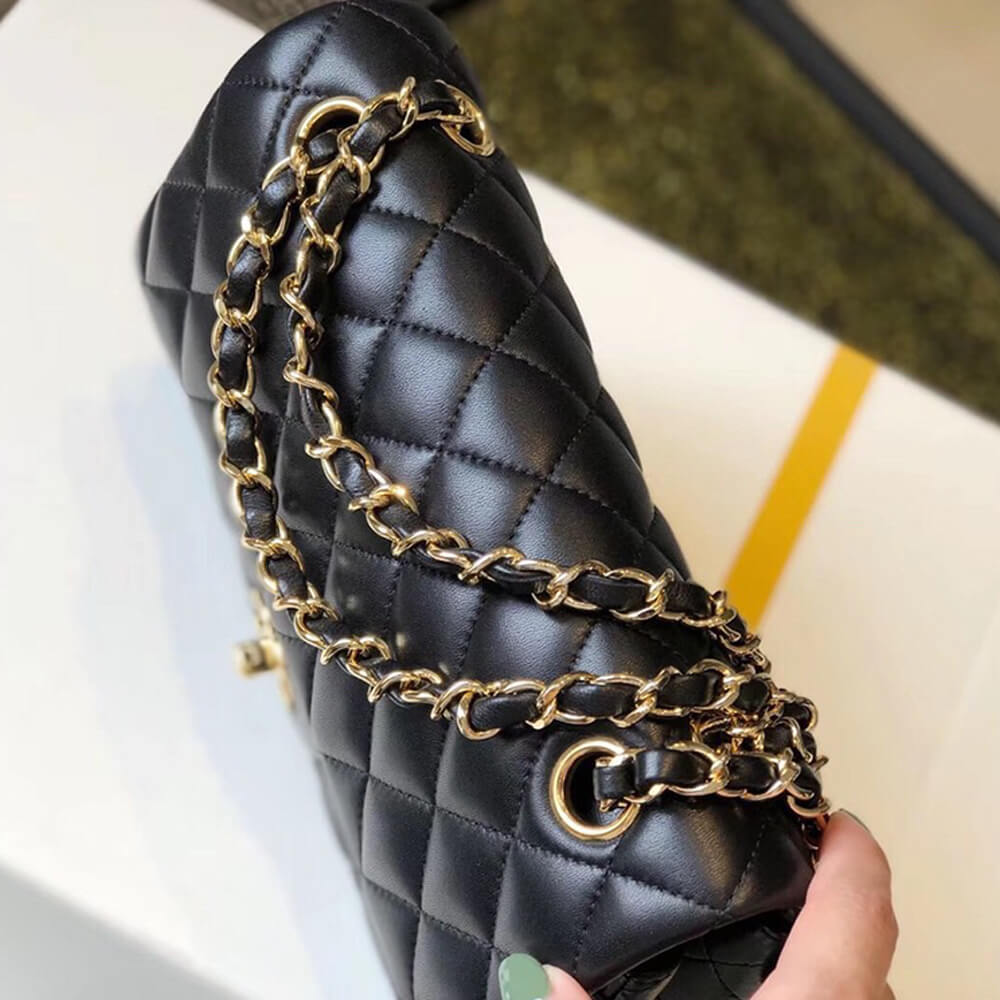 Chanel Small Classic Handbag Lambskin & Gold Metal A01113