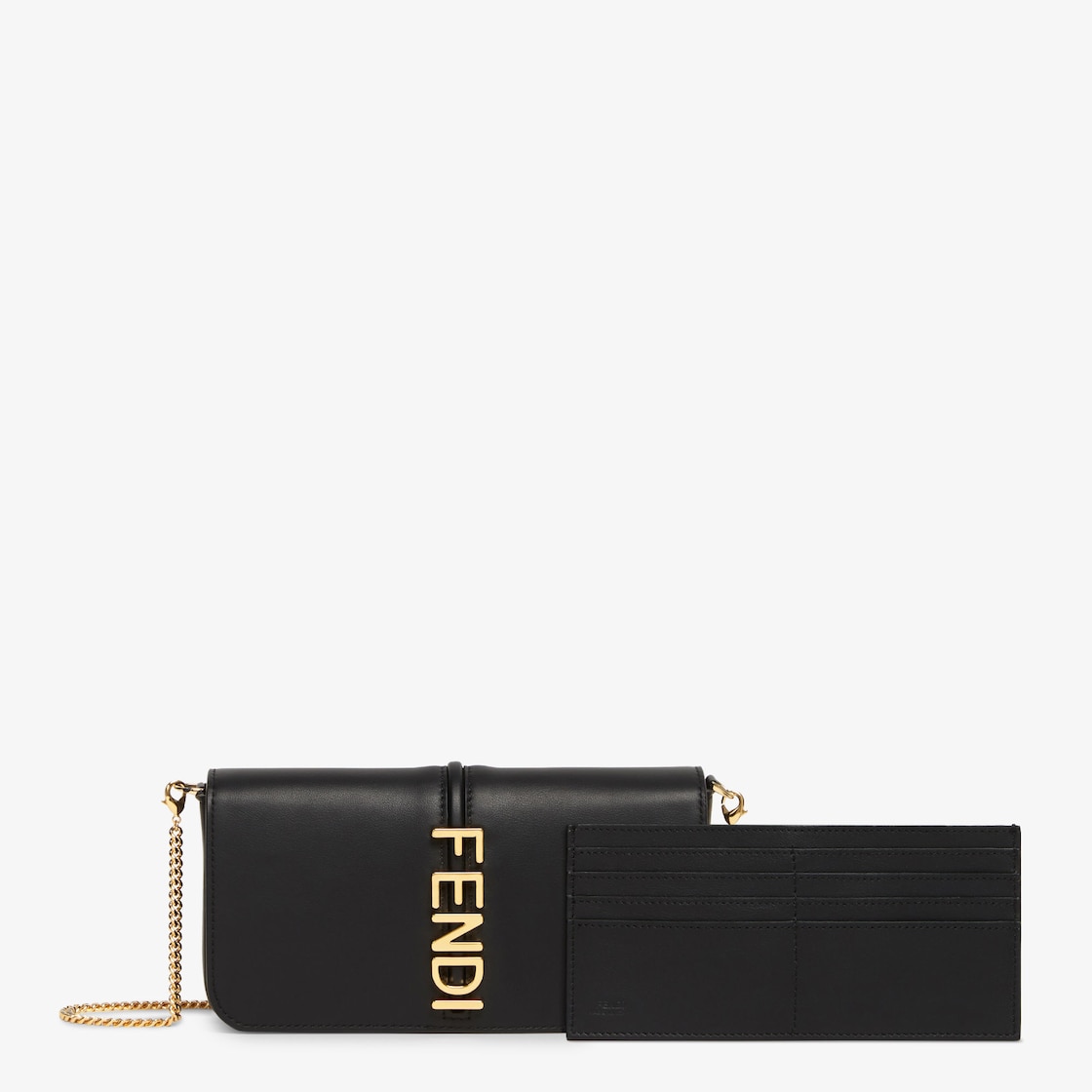 Fendigraphy Wallet On Chain Black leather wallet