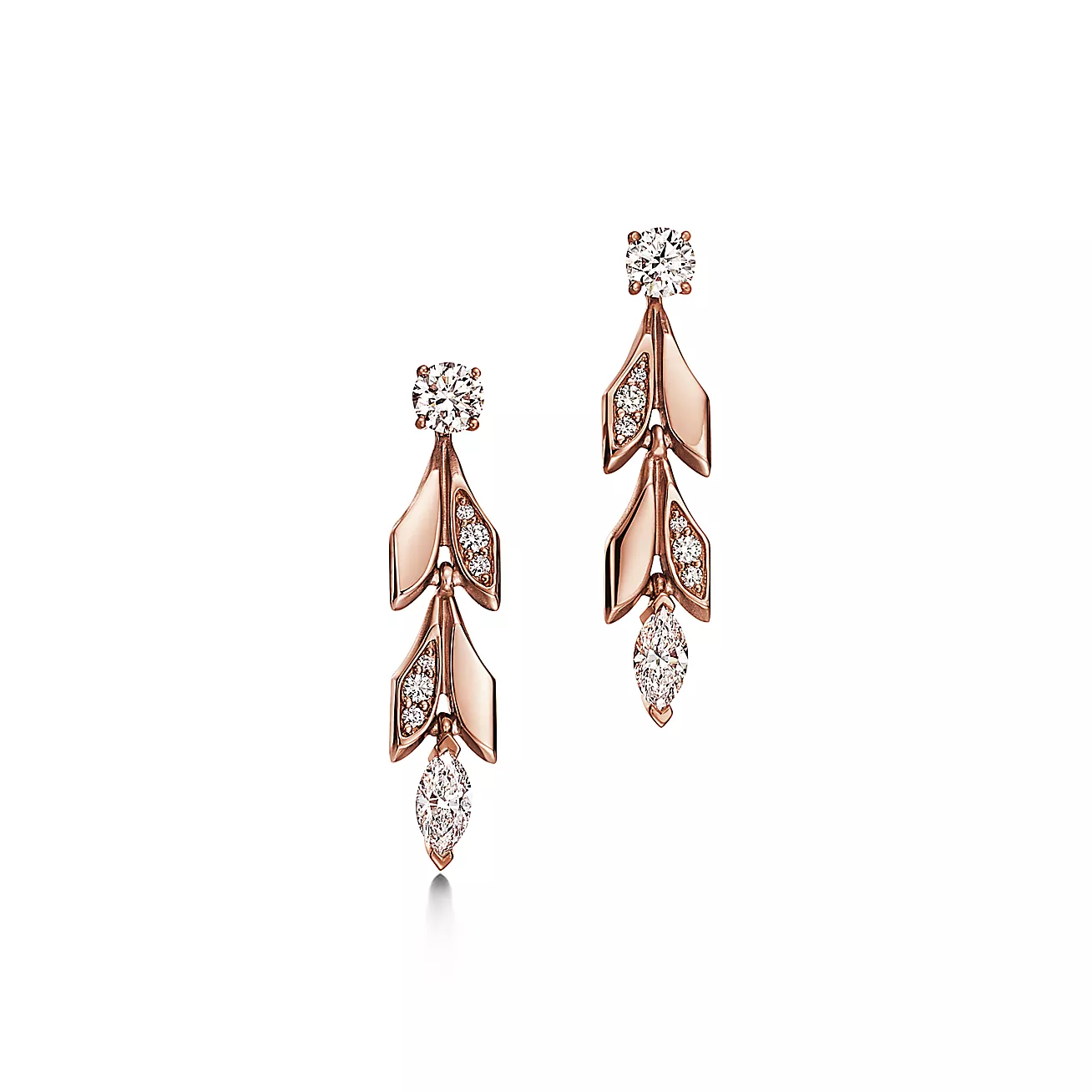 Tiffany & Co. Victoria Vine Convertible Drop Earrings in Rose Gold with Diamonds