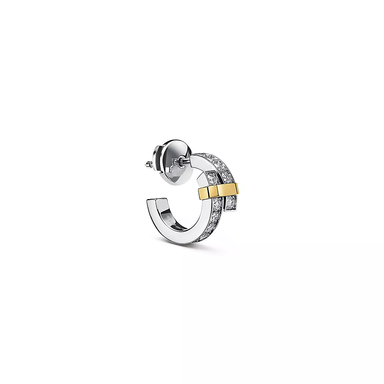 Tiffany & Co. Edge Hoop Earrings in Platinum and Yellow Gold with Diamonds