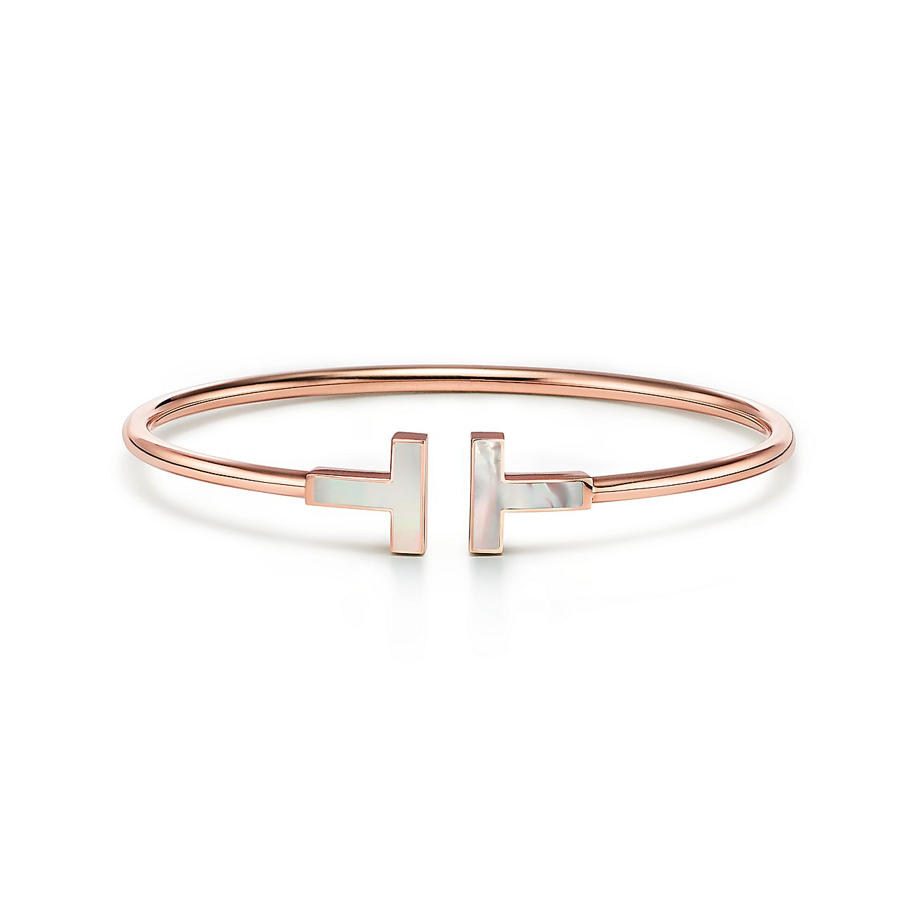 Tiffany & Co. T Wire Bracelet in Rose Gold with Mother-of-pearl