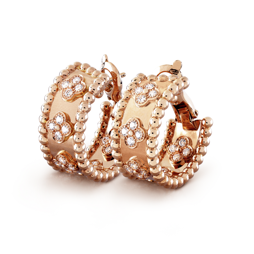 Van Cleef & Arpels Perlee clovers hoop earrings