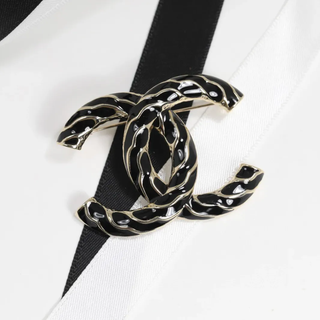 Black Double C Brooch