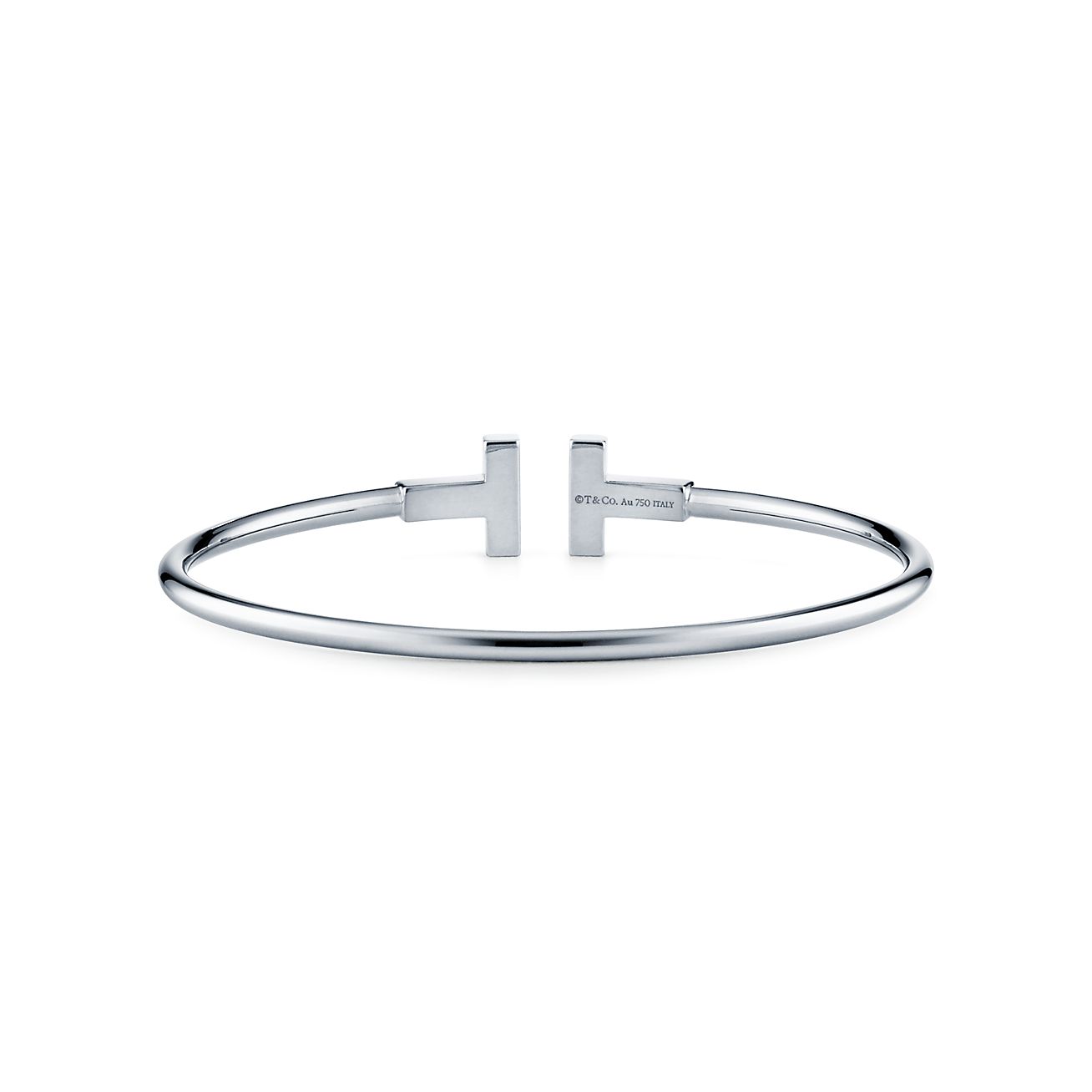Tiffany & Co. T Wire Bracelet in Stainless steel and gold plating White Gold