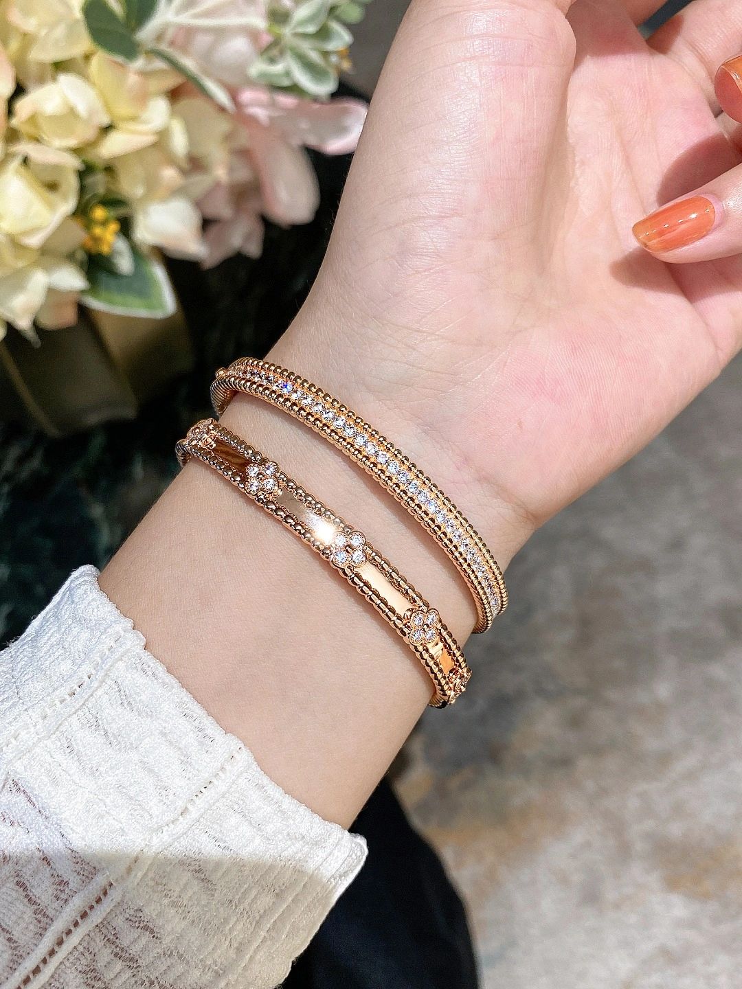 Sweet Clovers Pearl Bracelet, Large Model