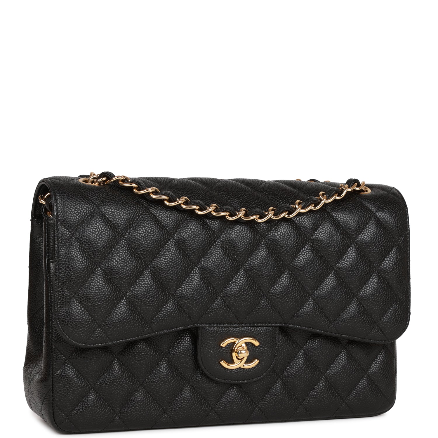 Jumbo Classic Double Flap Bag Black Caviar Gold Hardware