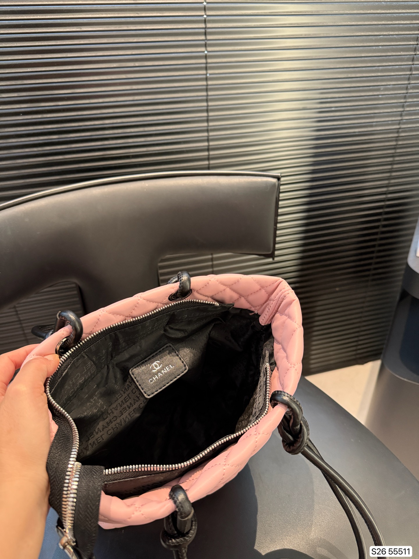 Chanel Pink Quilted Lambskin Leather Medium Cambon Tote