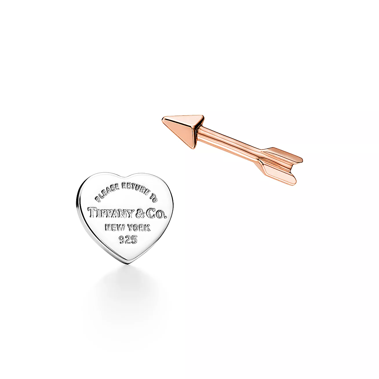 Tiffany & Co. Return to  Lovestruck Heart Tag & Arrow Earrings in Silver and Rose Gold
