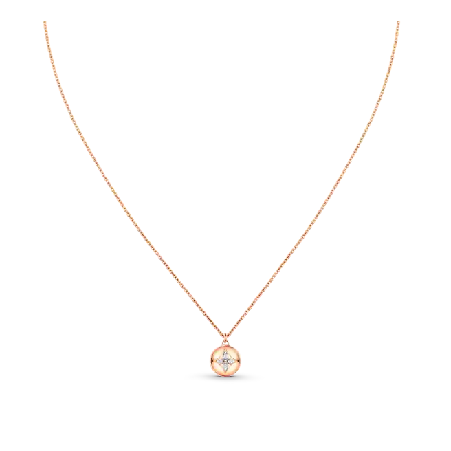 Louis Vuitton B Blossom Pendant, Yellow Gold, White Gold, White Agate And Diamonds