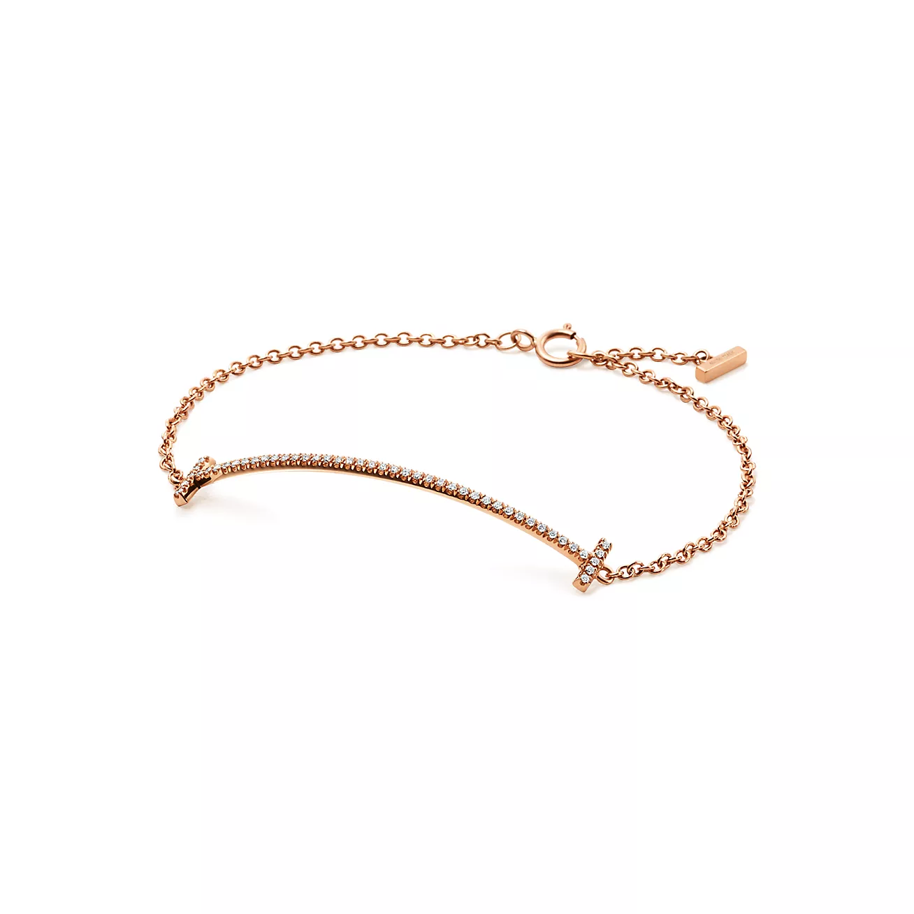 Tiffany & Co. T Smile Bracelet in Rose Gold with Diamonds