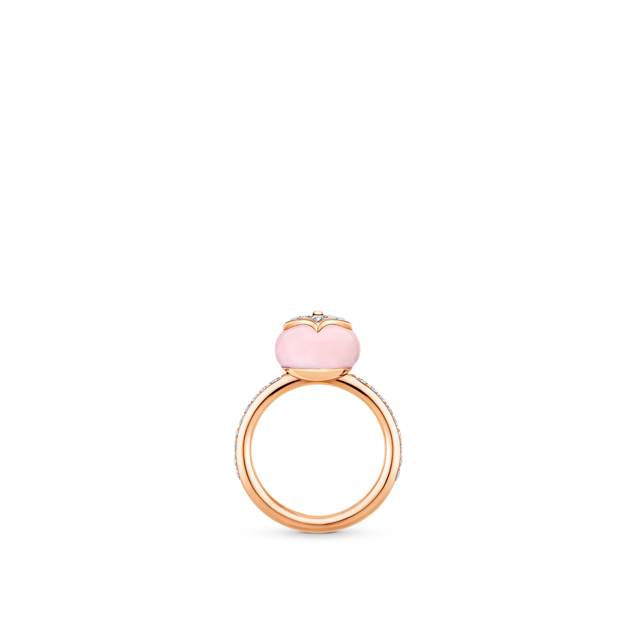 Louis Vuitton B Blossom Ring, Pink Gold, White Gold, Pink Opal And Pave Diamond
