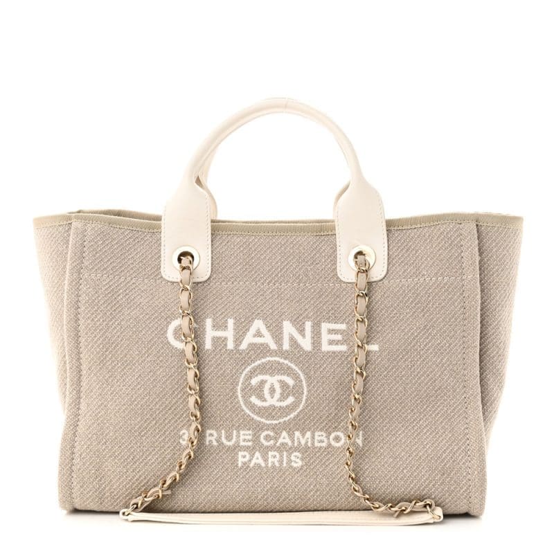 Chanel Mixed Fibers Calfskin Deauville Tote Light Grey