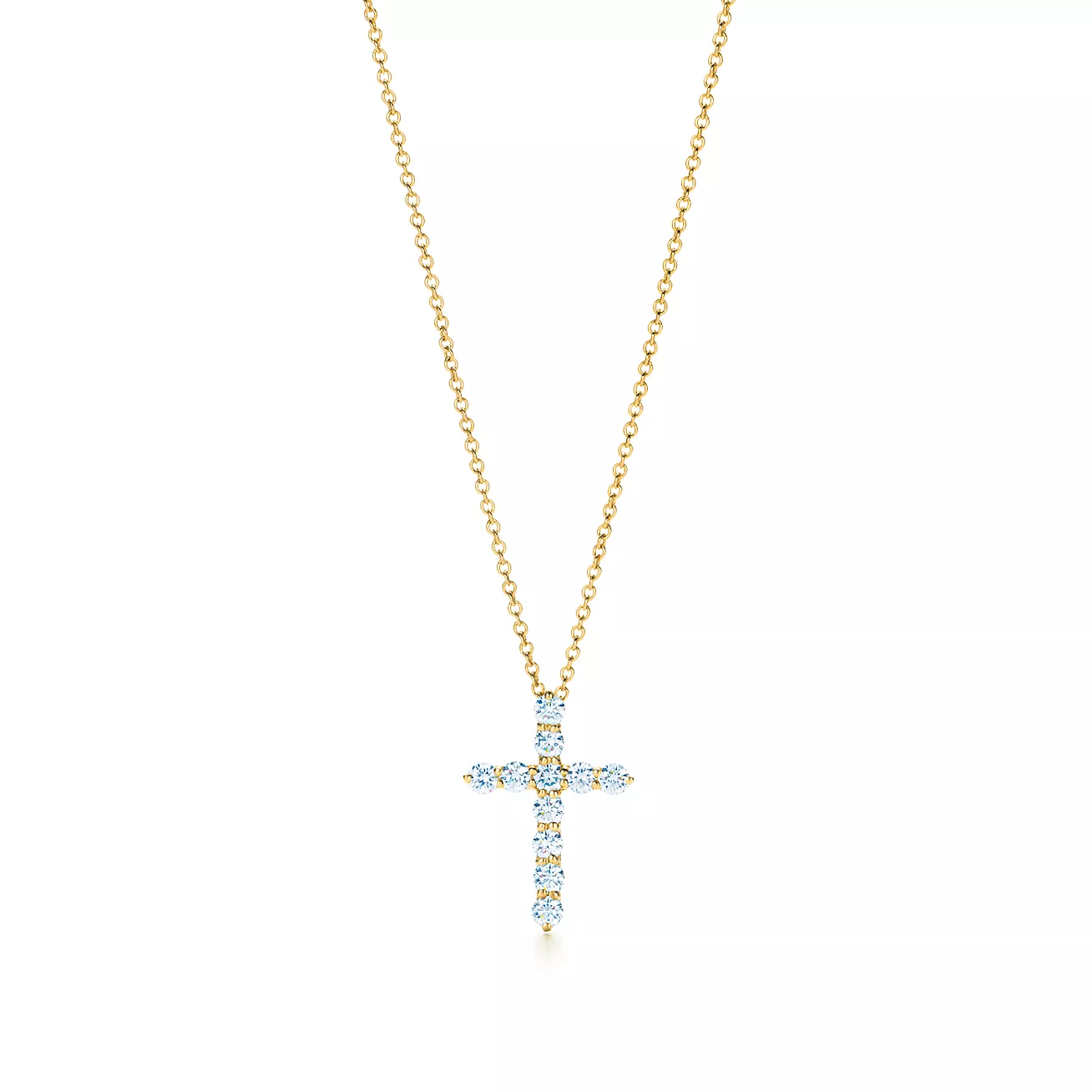 Tiffany & Co. Cross pendant in Stainless steel and gold plating gold with diamonds, small