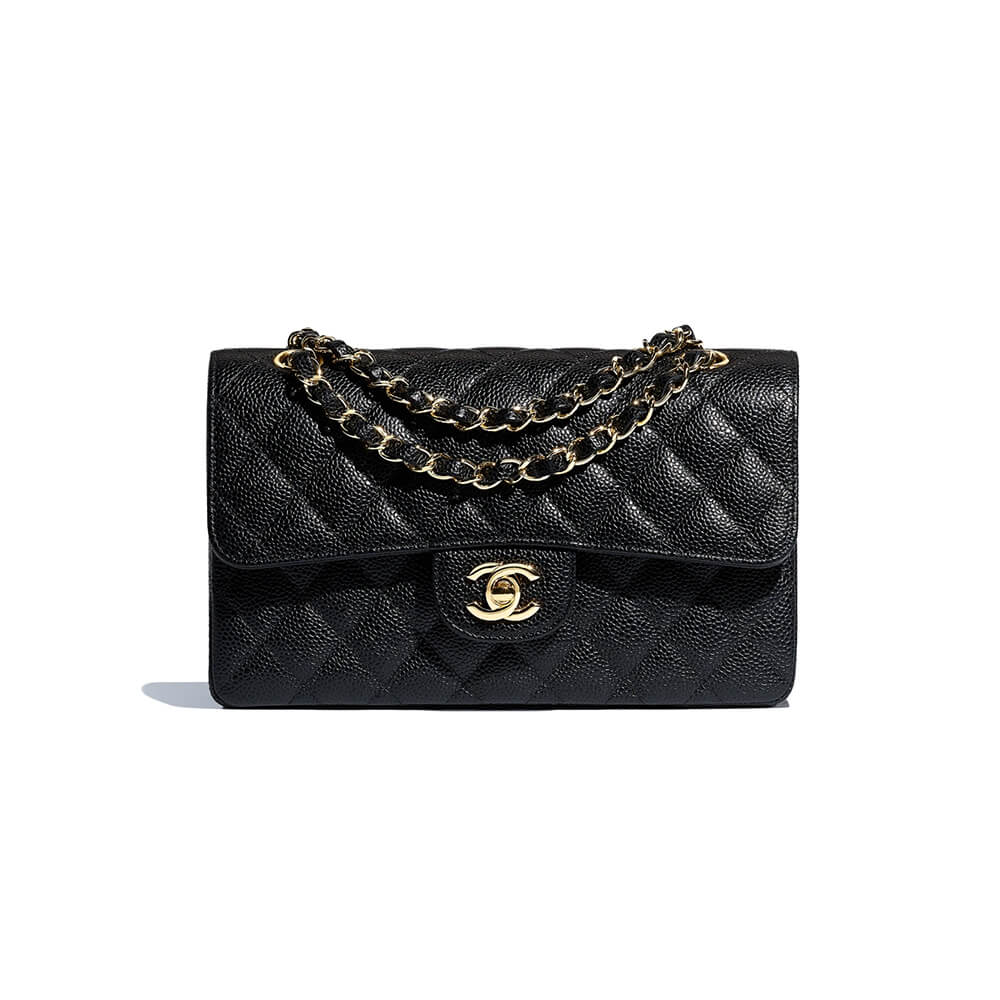 Chanel Small Classic Handbag Grained Calfskin & Gold-Tone Metal
