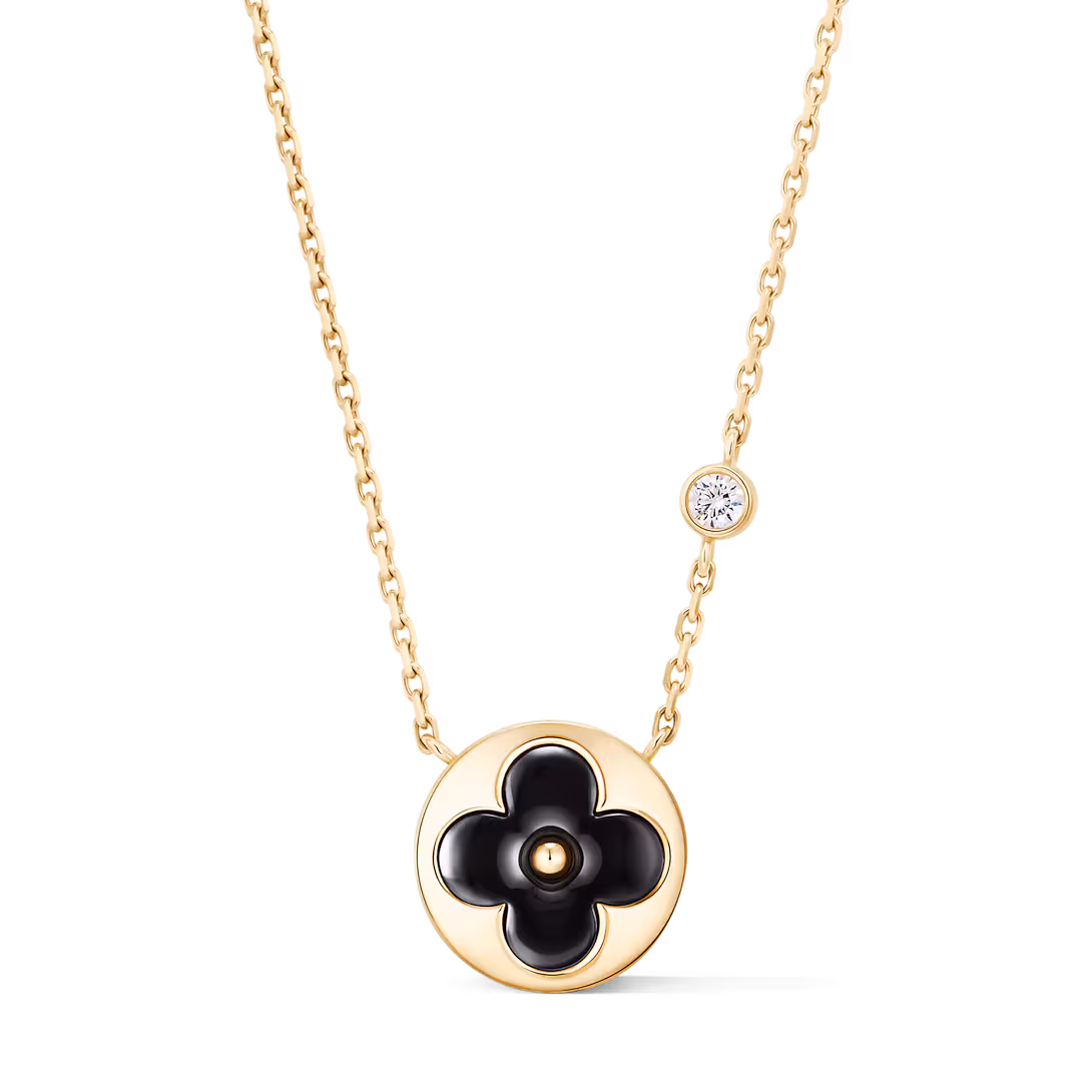 Louis Vuitton Color Blossom BB Sun Pendant, Yellow Gold, Onyx and Diamond Q03790