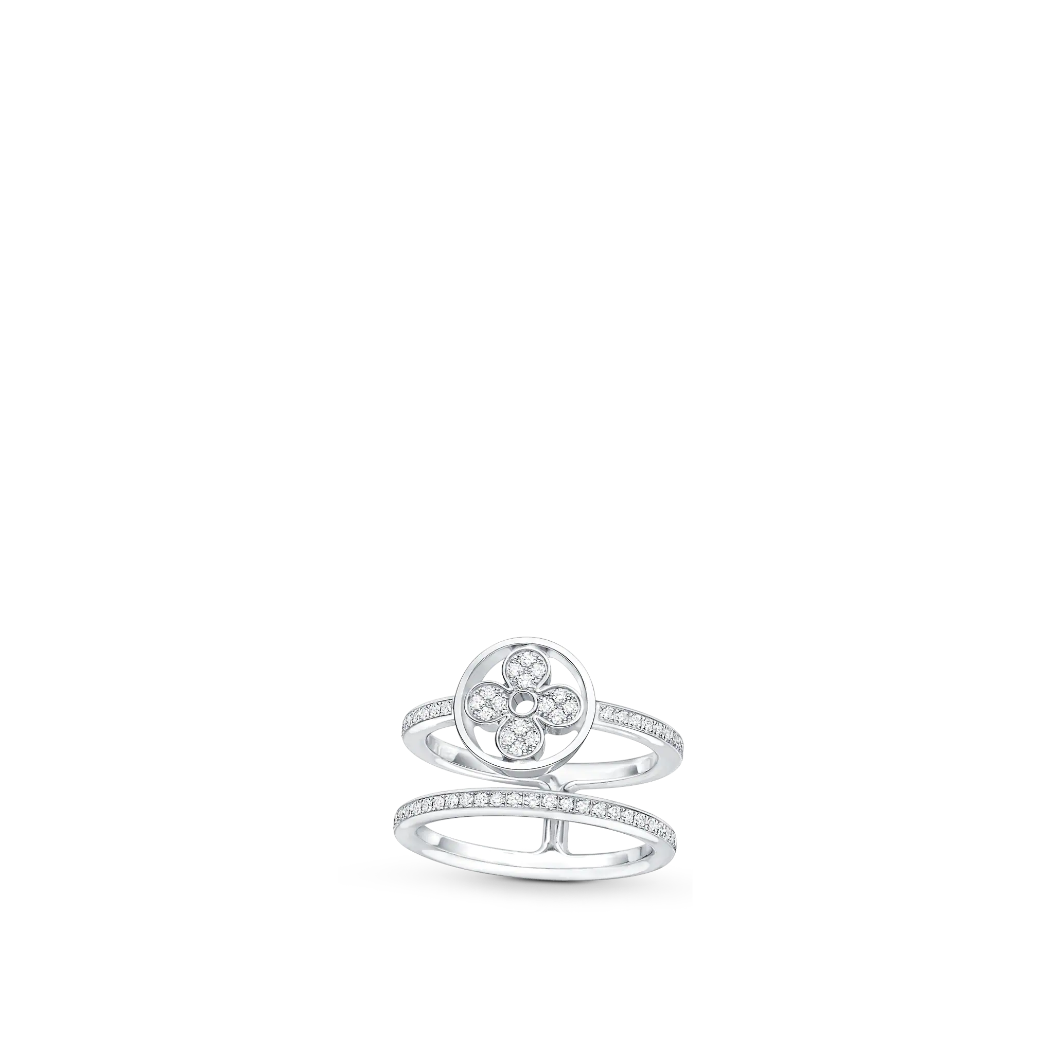 Louis Vuitton Idylle Blossom Two-Row Ring, White Gold And Diamonds